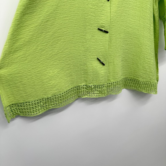 Ali Miles Tunic Top Shirt Size 1X Crinkle Button Up Crochet Artsy Boho Statement - Picture 8 of 16